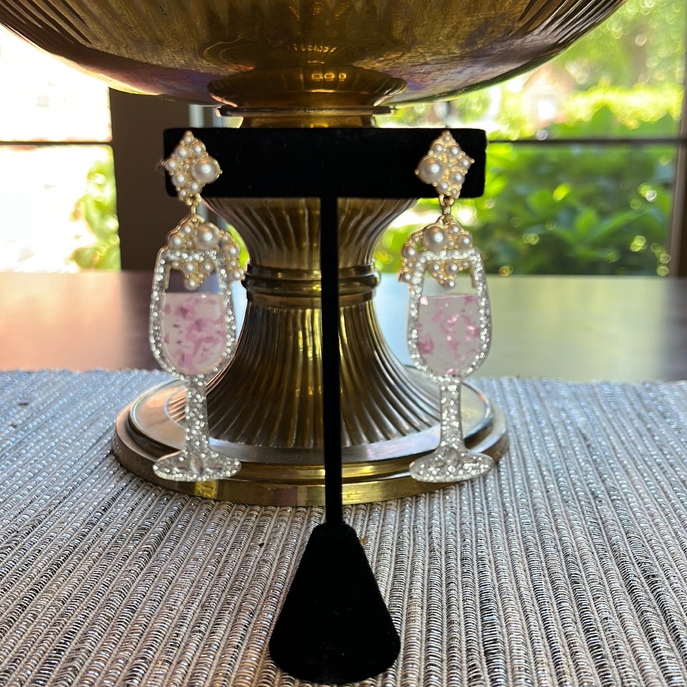 Ladies Rose Champagne Earrings